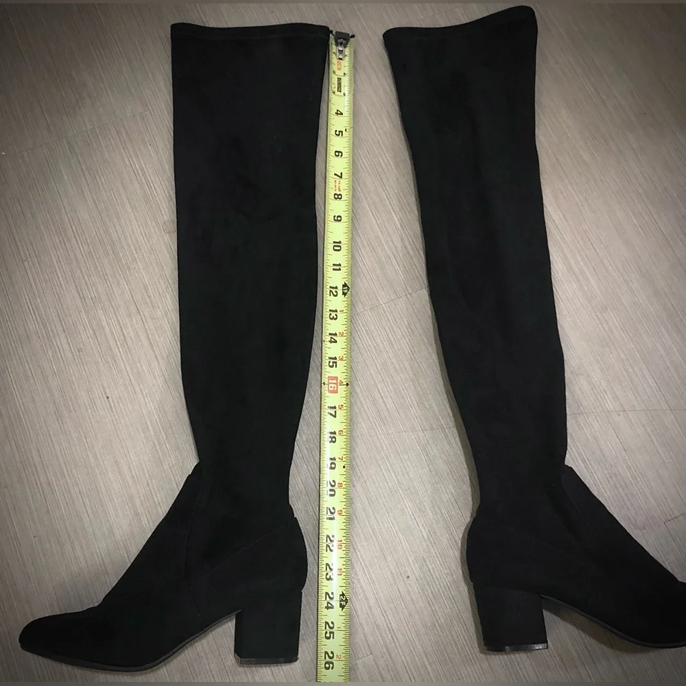Isaac Mizrahi Over the Knee Boots Faux Suede Heeled & Lined in Black size 7.5